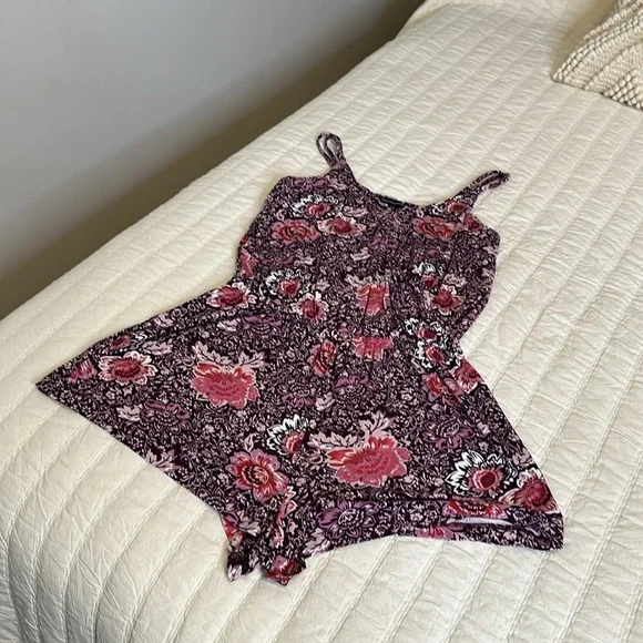 American Eagle, outfitters size, small romper, floral, print, mauve, pur… - Picture 7 of 13
